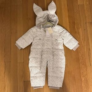 Livly bunny puffer snow suit leopard 3-6 months NWT